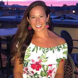 White off the shoulder tropical dress